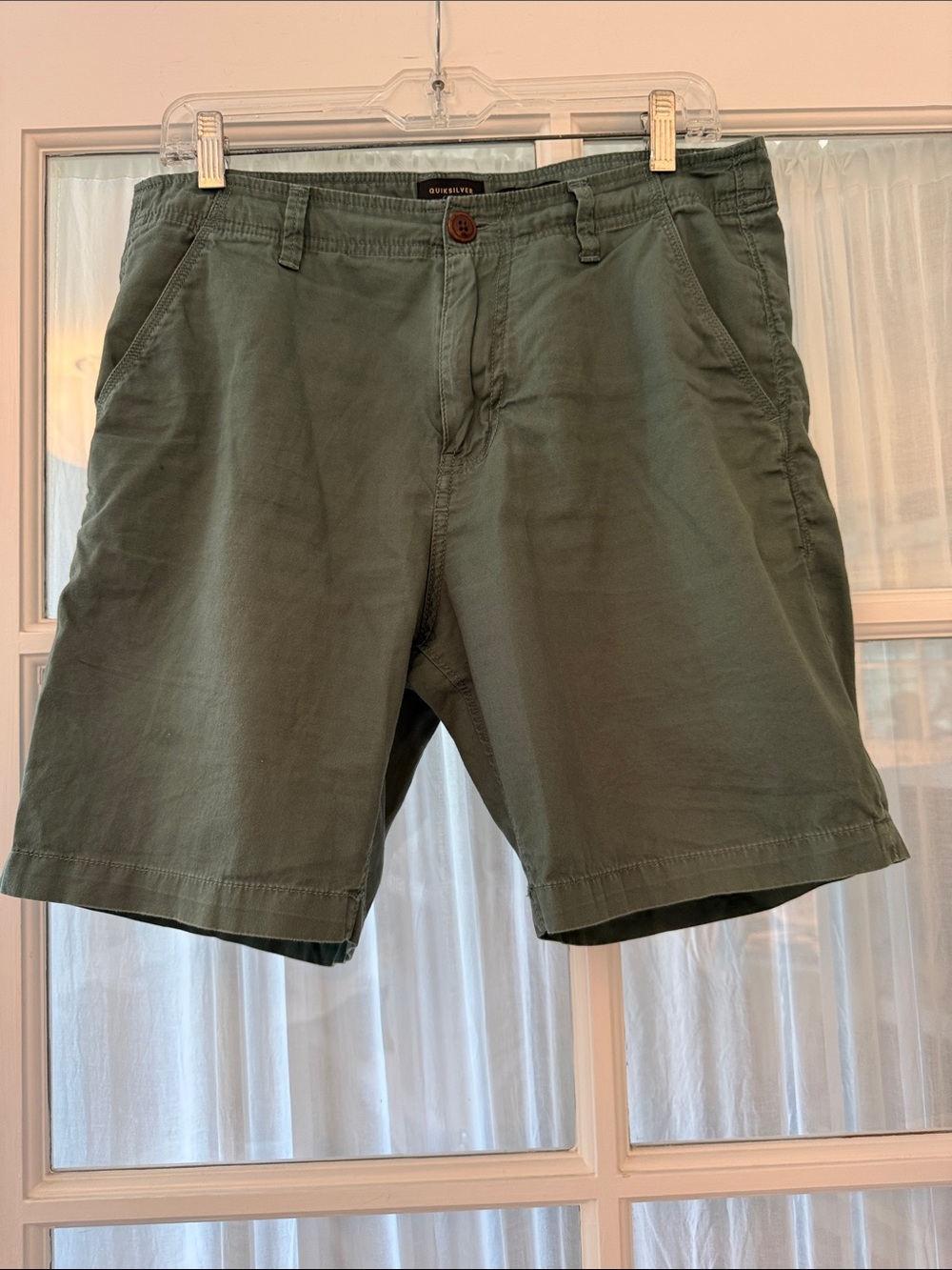 Quiksilver Olive Green Flat Front Men's Shorts
